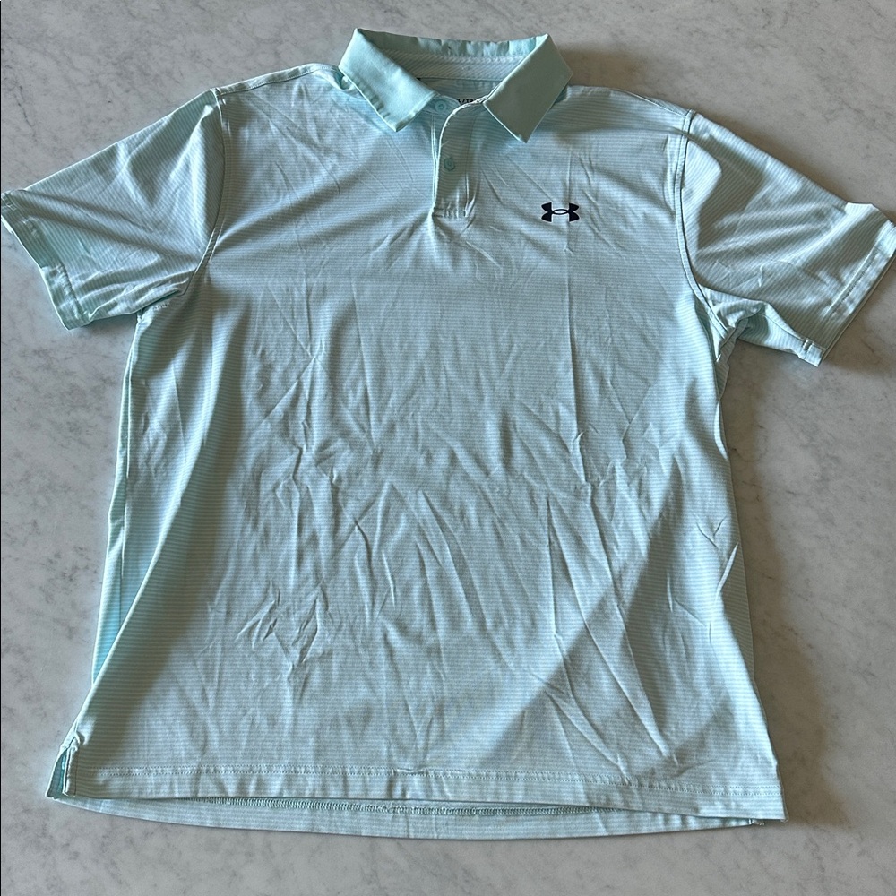 Under Armour Men's Core Stripe Polo Shirt in Aqua